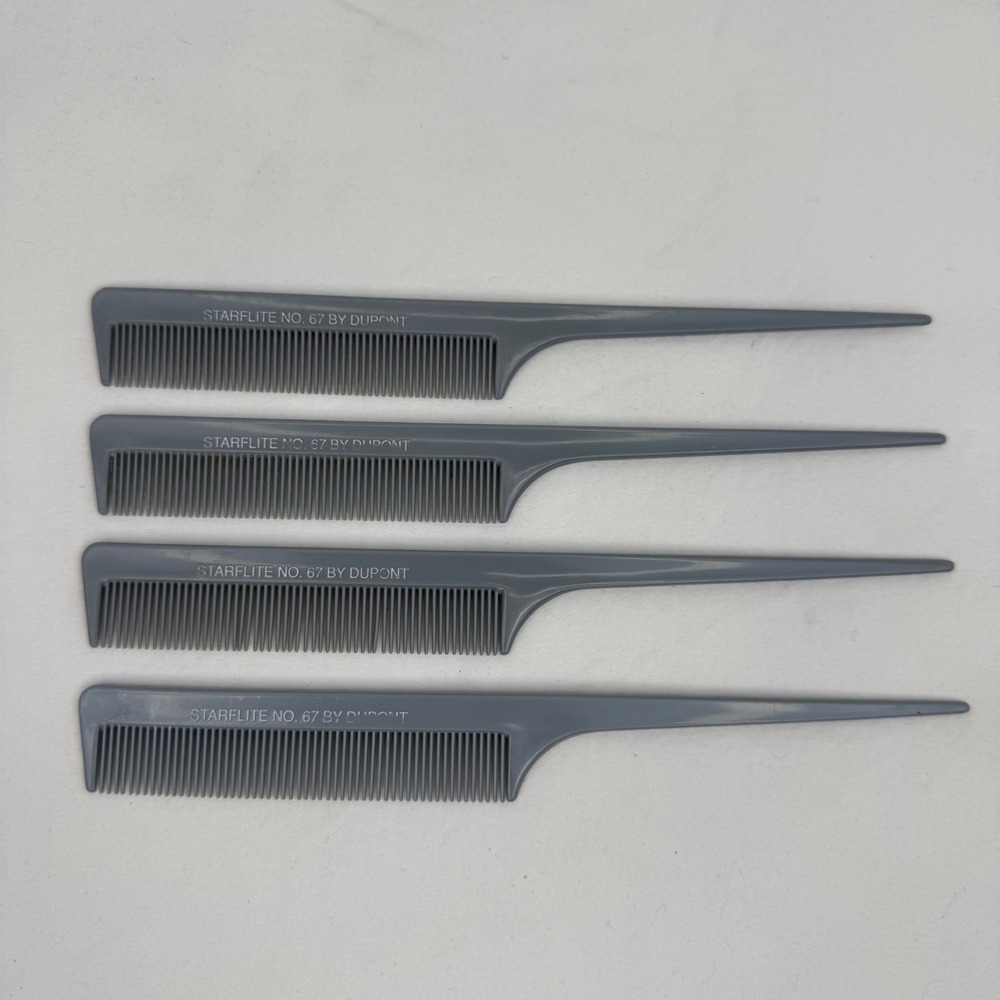 Starflite No. 67 by DuPont Rat Tail Combs Grey Professional Styling Set of 4